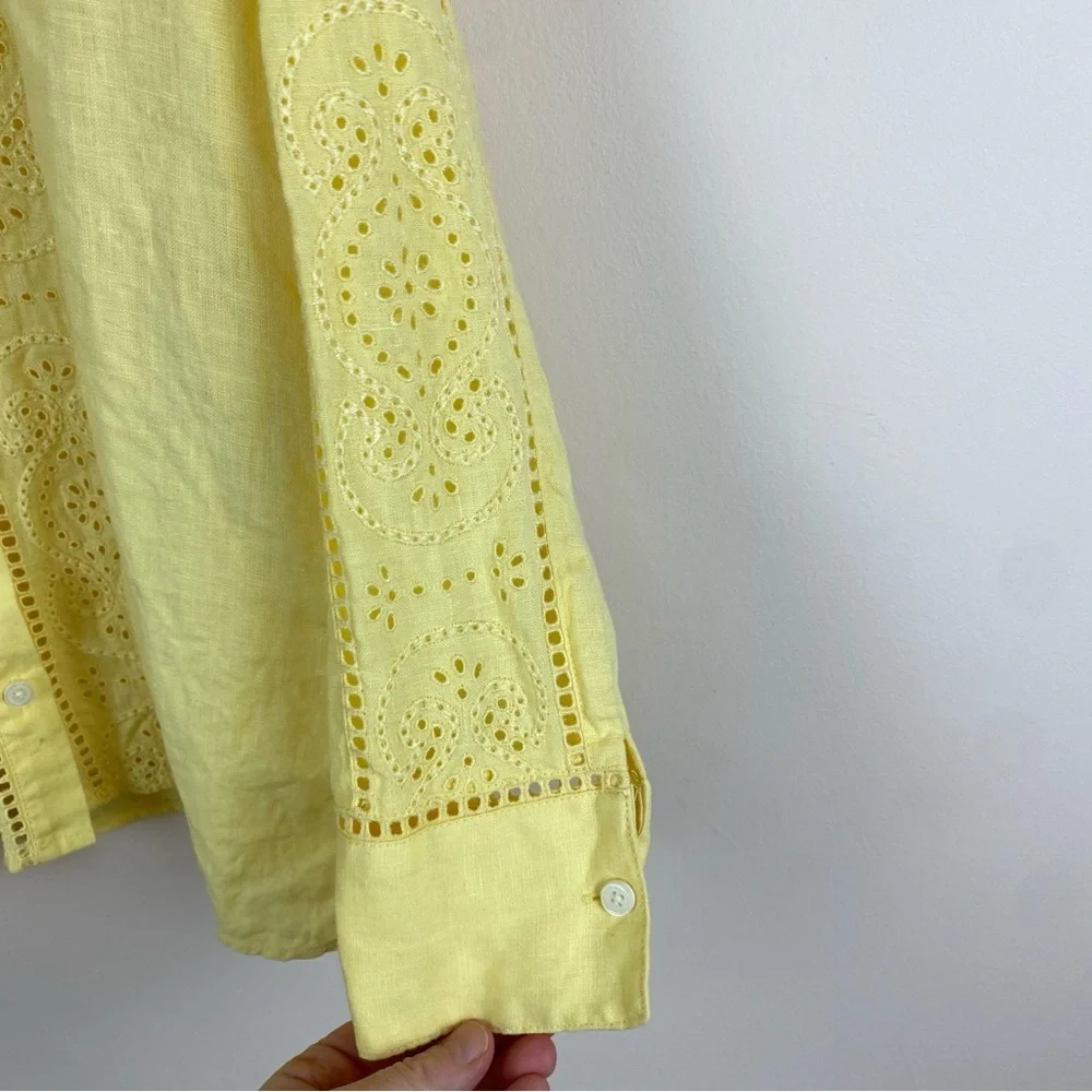 J. Crew Garçon Classic Shirt in Eyelet Linen Yellow